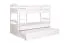 Etagenbett / Stockbett "Easy Premium Line" K19/h inkl. Liegeplatz und 2 Abdeckblenden, Kopf- und Fußteil mit Löchern, Buche Vollholz massiv Weiß - 90 x 200 cm (B x L), teilbar