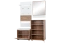 Garderobe Komplett - Set D Manase, 4-teilig, Farbe: Eiche Braun / Weiß Hochglanz